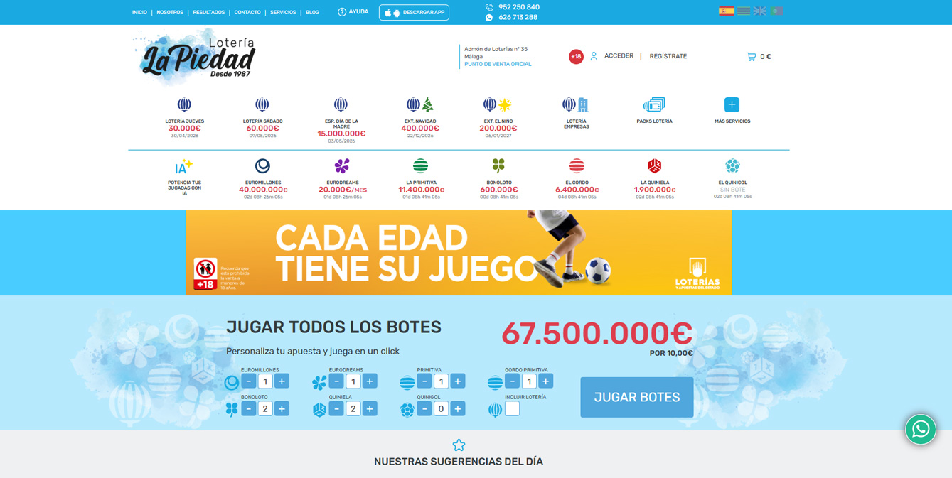Compra Loteria Online Digital desde Nuestra Web de Adminstracion Oficial de Loteria y Apuestas del Estado de España