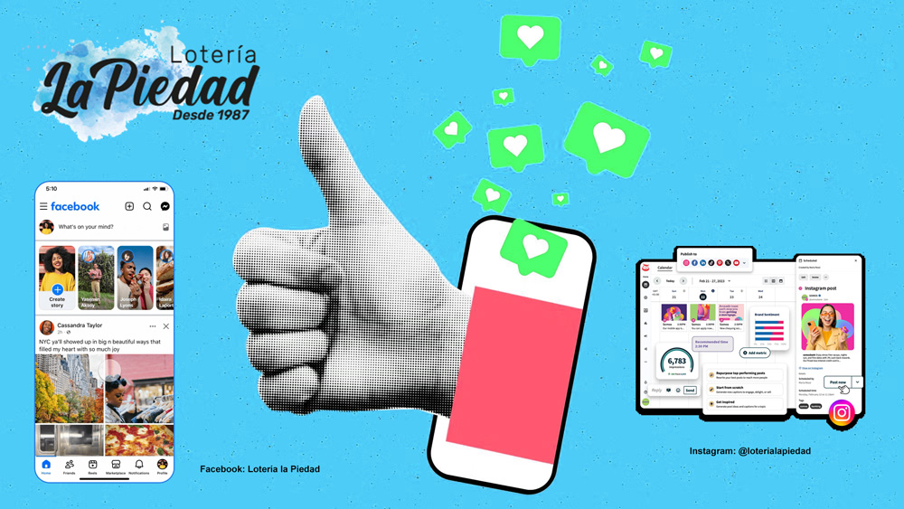 Redes Sociales Instagram y Facebook de Loteria La Piedad