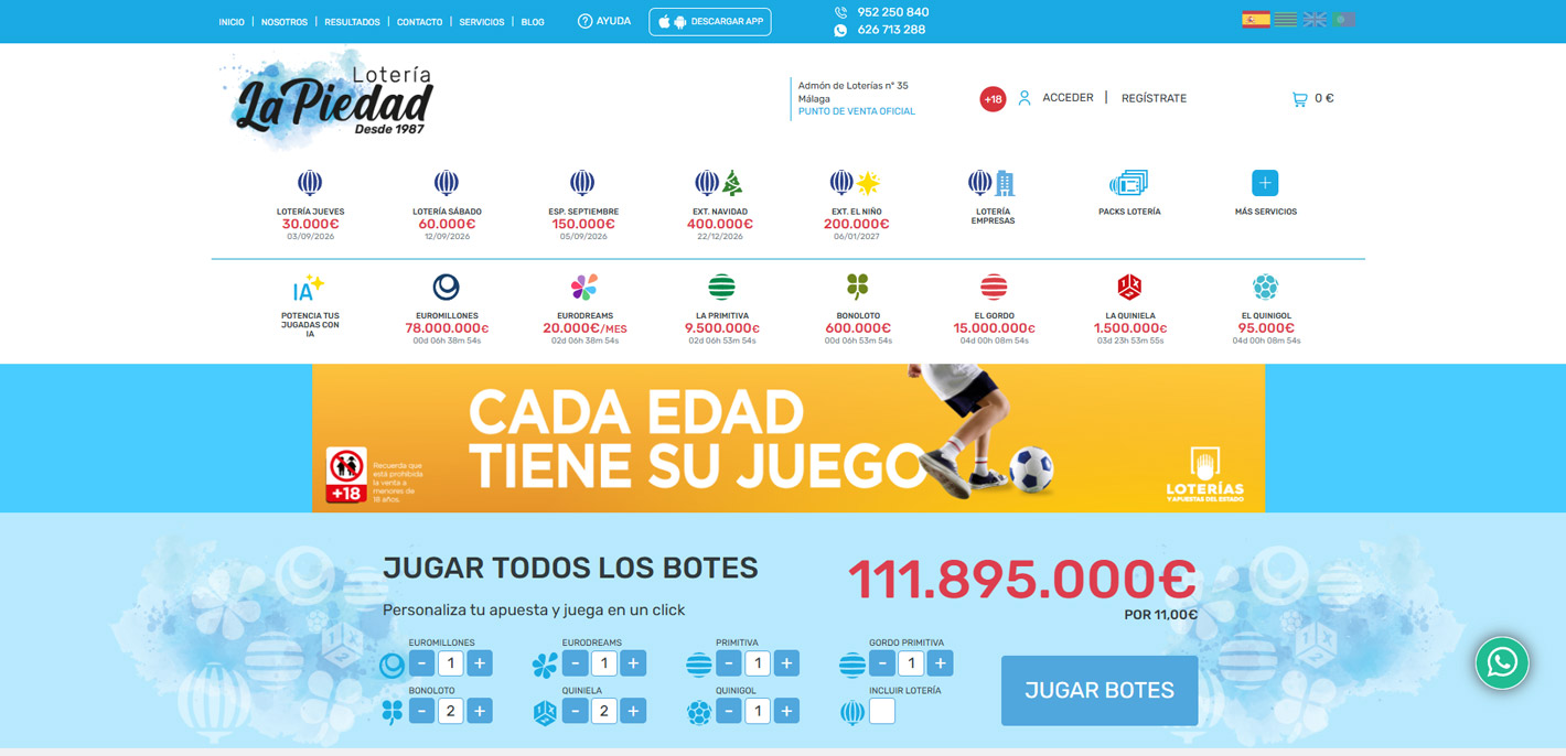 Bote de 111.895.000 euros por solo 11 Euros - Juega Online desde Administración Oficial de Lotería Nacional de España o Española