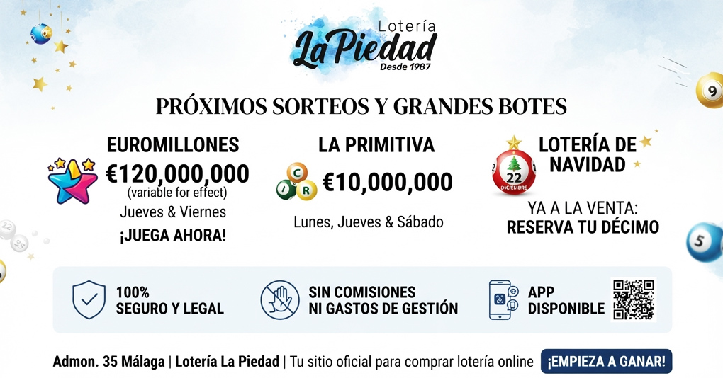 Próximos Sorteos y Grandes Botes - Cómo Jugar y Comprar Lotería Online Sin Comisiones